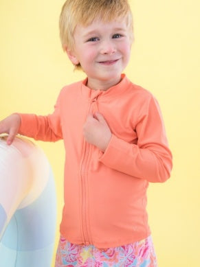 Boy Coral Long Sleeve Full Zip Rash Guard