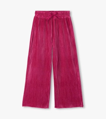 Pink Pleated Velour Relaxed Pants