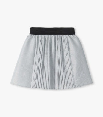 Silver Glitter Pleated Skirt