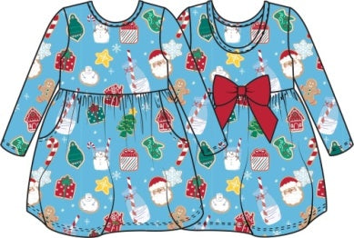 Blue Cookie Crew Knit Long Sleeve Twirl Dress