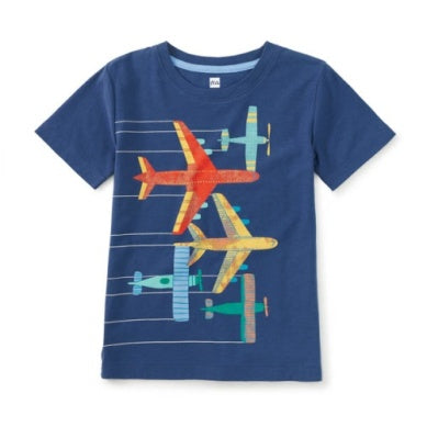 Airplanes on Navel Blue Graphic Tee