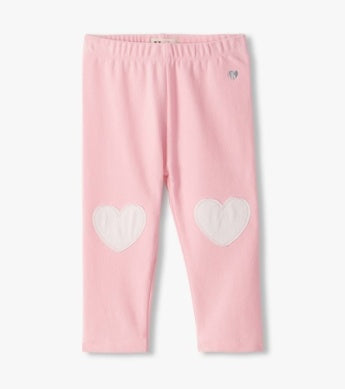 Orchid Pink Cozy Leggings with Heart Patches