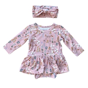 Unicorn Bodysuit Dress Set with Bow