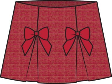 Red Tweed Pleated Bow Skirt