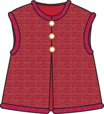Red Tweed Fur Trim Vest
