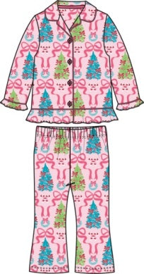 Merry & Bright Bows Ruffle Flare Pajama Set