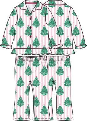 Blushing Pines Ruffle Flare Pajama Set