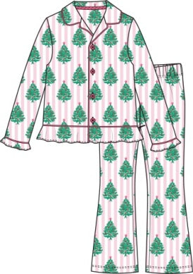 Woman's Blushing Pines Ruffle Flare PJ Set