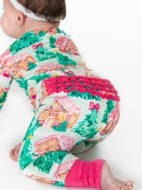 Pink Jolly Gingerbread One Piece Footie Pajama