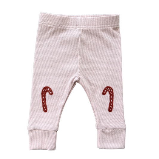 Patch Ribbed Leggings - Candy Cane