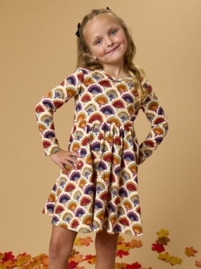 Maple Blossoms Knit Long Sleeve Twirl Dress