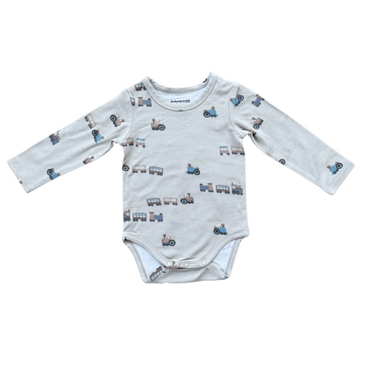 Long Sleeve Bodysuit - Trains